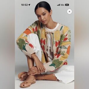 NWT Anthropologie Maeve Veggie-Embellished Cardigan Sweater ONE SIZE